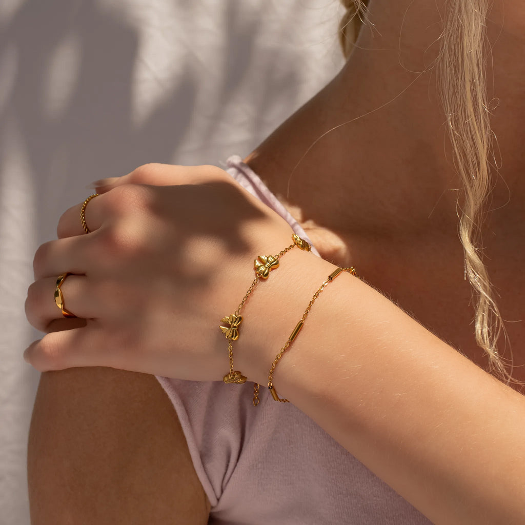 Gold Satellite Chain Bracelet – Lightweight 18K Gold Bar Chain, Hypoallergenic & Durable - Bracelets | Sunflower Soul Boutique