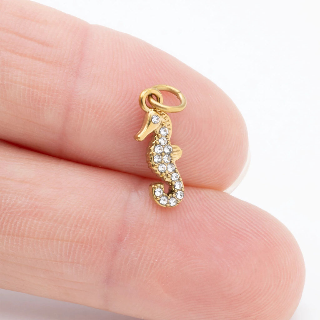 Gold Seahorse Charm – 18K Gold Plating | Tarnish Resistant Ocean Jewelry - Charms | Sunflower Soul Boutique