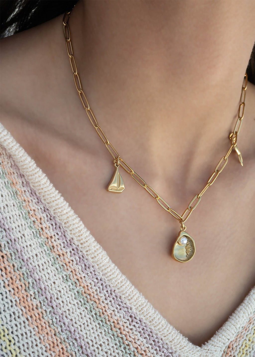 Gold Shell Charm – 18K Gold PVD Pearl Pendant | Waterproof Stainless Steel Jewelry - charm | Sunflower Soul Boutique
