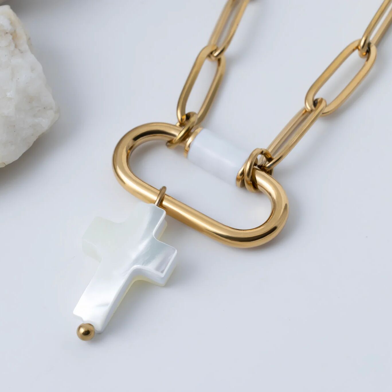 Gold Shell Cross Charm – 18K PVD Gold Finish | Tarnish Resistant Faith Jewelry - Charms | Sunflower Soul Boutique