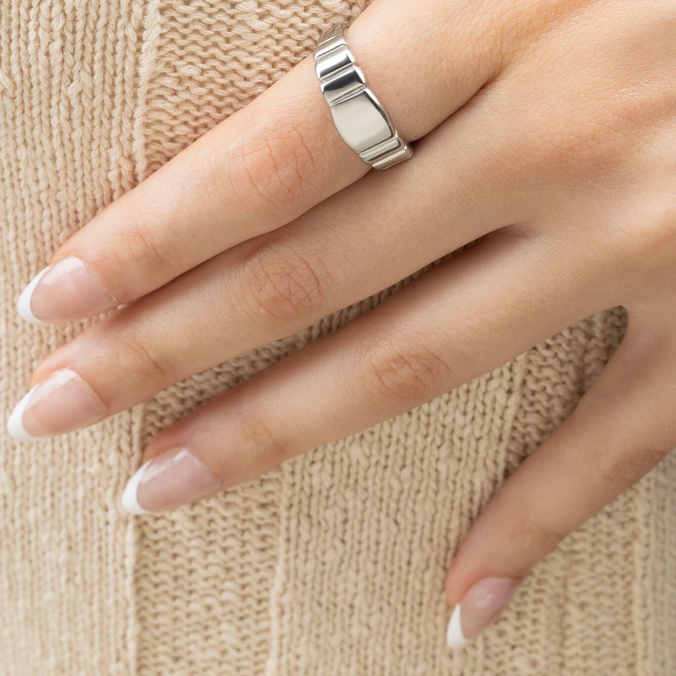 Gold Signet Ring – 18K PVD Stainless Steel Ridged Band | Comfort Fit - Rings | Sunflower Soul Boutique