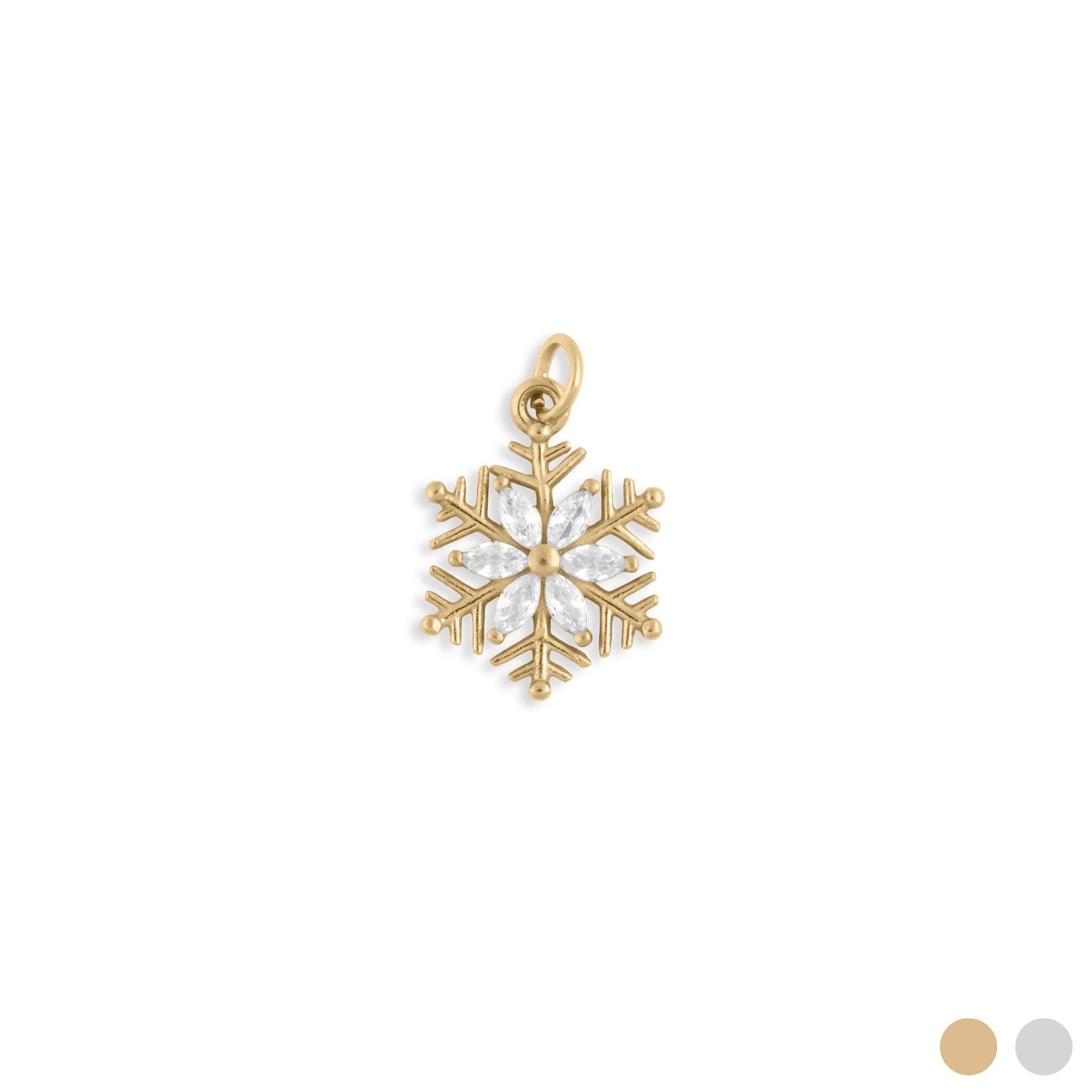 Wholesale Jewelry 18K Gold PVD Stainless Steel Snowflake Charm- gold main 