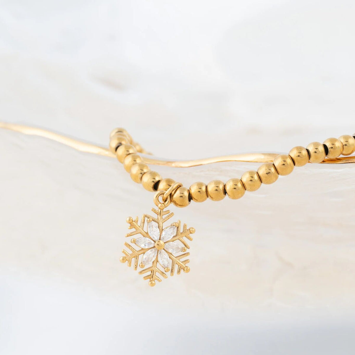 Wholesale Jewelry 18K Gold PVD Stainless Steel Snowflake Charm- gold studio 