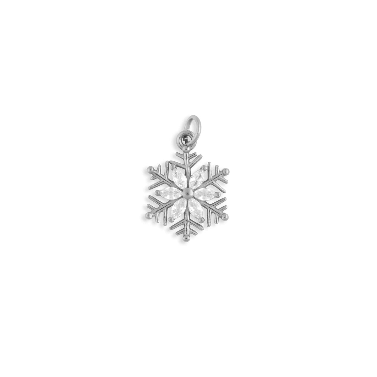 Wholesale Jewelry 18K Gold PVD Stainless Steel Snowflake Charm- silver main 