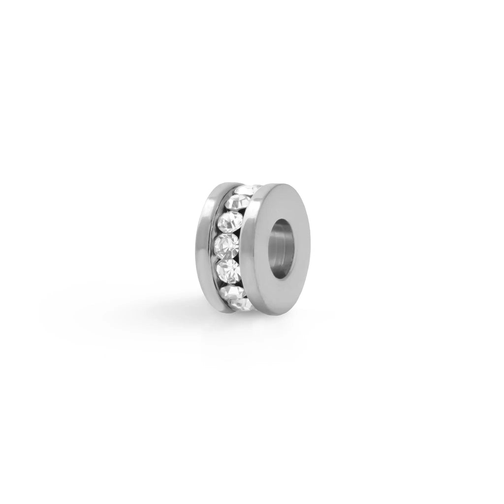 Gold Spacer Bead - 18K Gold Finish Large Cubic Zirconia Stone Bead | Stainless Steel - Charms | Sunflower Soul Boutique