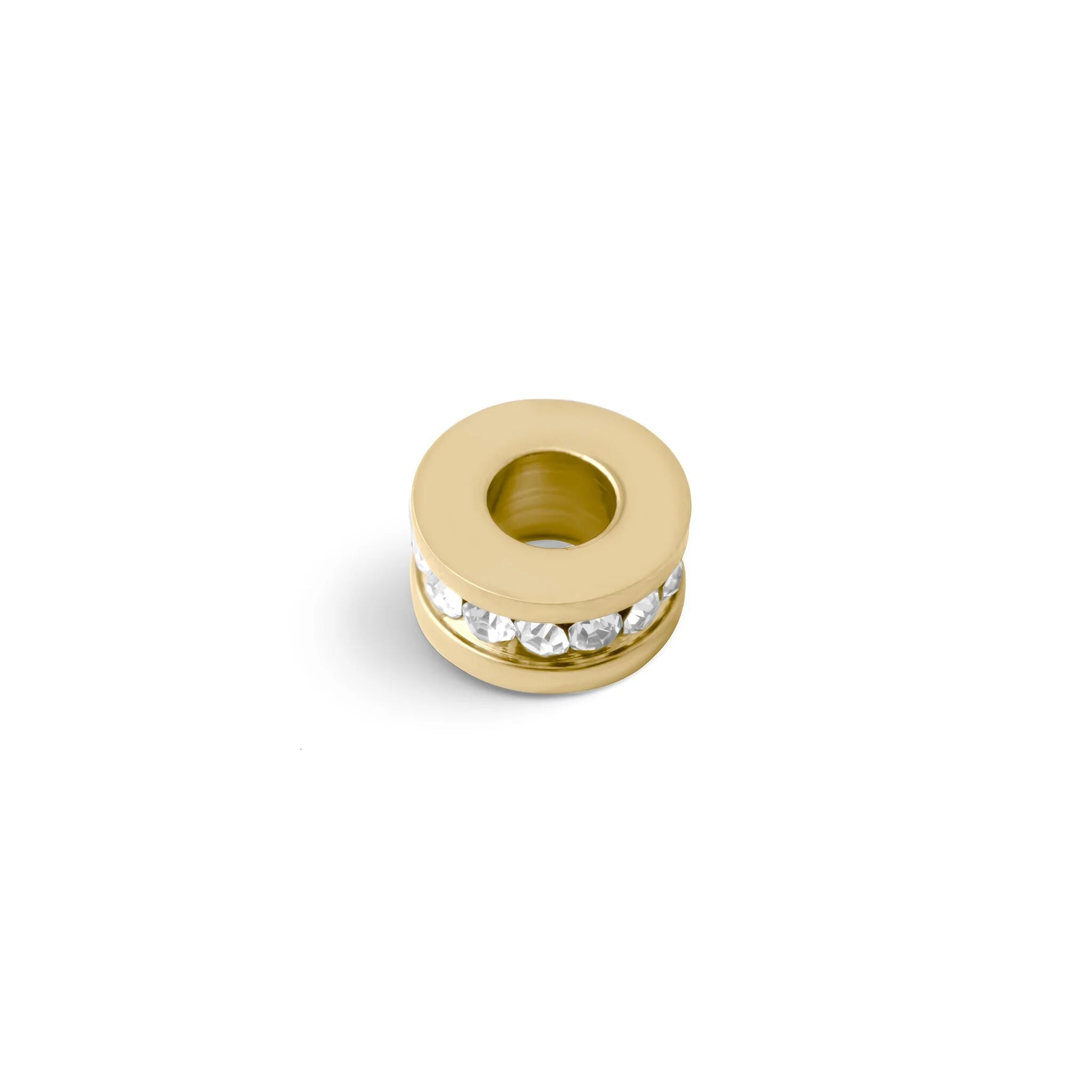 Gold Spacer Bead - 18K Gold Finish Large Cubic Zirconia Stone Bead | Stainless Steel - Charms | Sunflower Soul Boutique