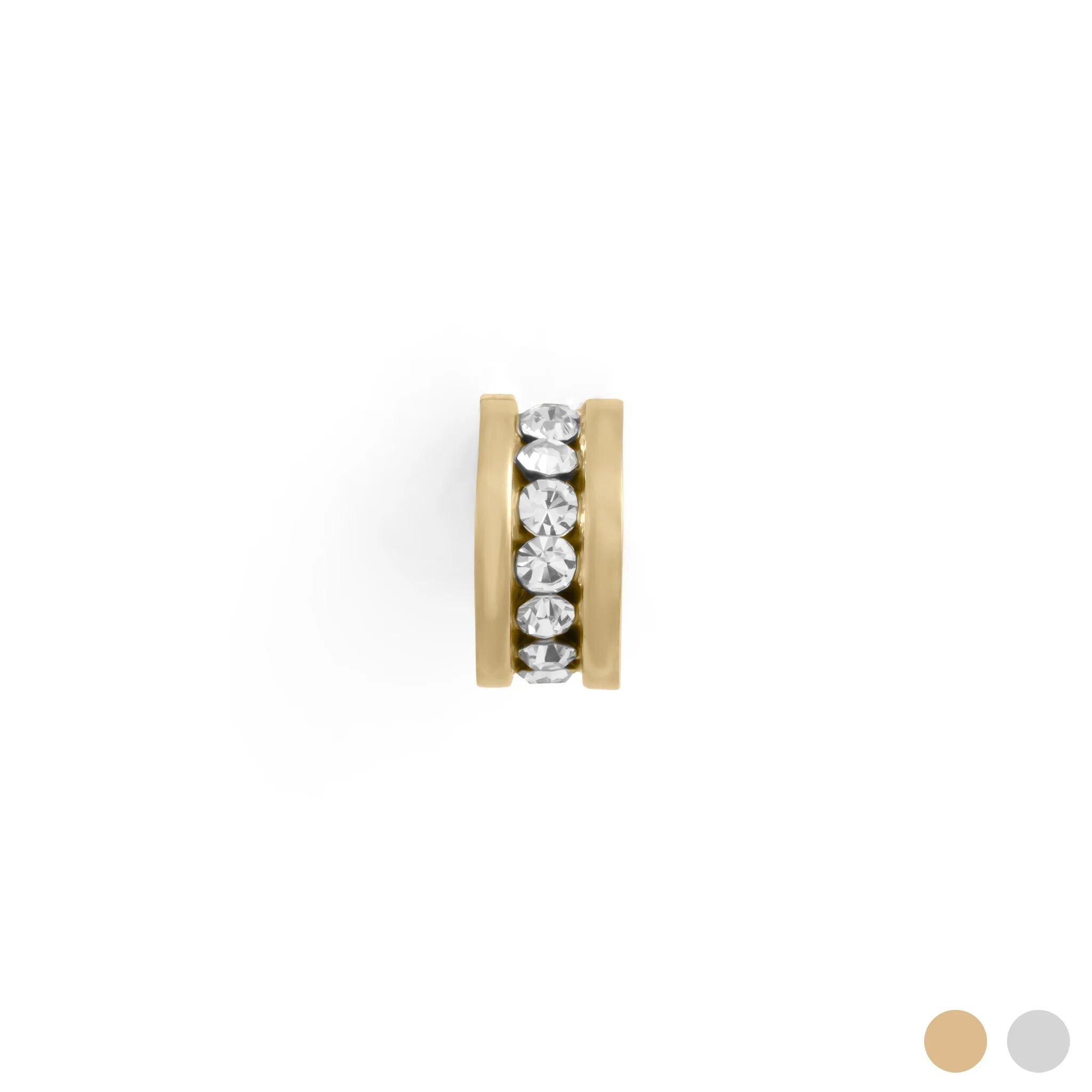 Gold Spacer Bead - 18K Gold Finish Large Cubic Zirconia Stone Bead | Stainless Steel - Charms | Sunflower Soul Boutique