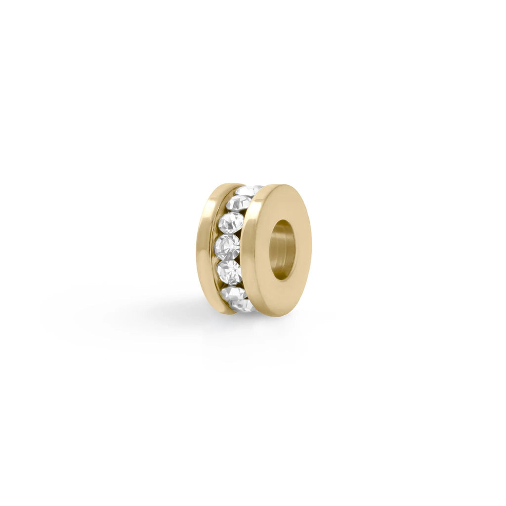 Gold Spacer Bead - 18K Gold Finish Large Cubic Zirconia Stone Bead | Stainless Steel - Charms | Sunflower Soul Boutique