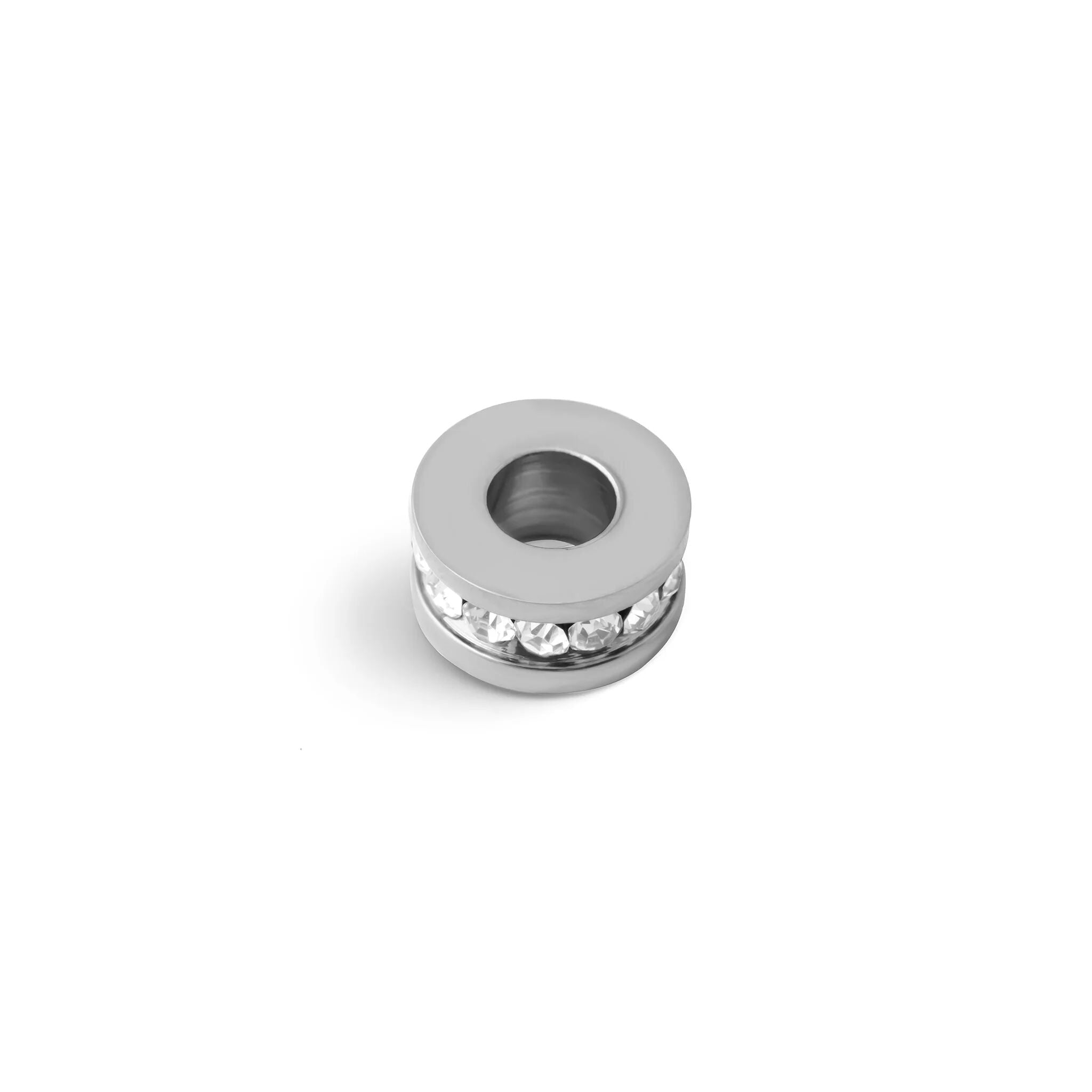 Gold Spacer Bead - 18K Gold Finish Large Cubic Zirconia Stone Bead | Stainless Steel - Charms | Sunflower Soul Boutique