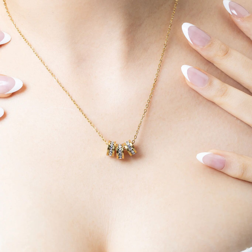 Gold Spacer Bead - 18K Gold Finish Large Cubic Zirconia Stone Bead | Stainless Steel - Charms | Sunflower Soul Boutique