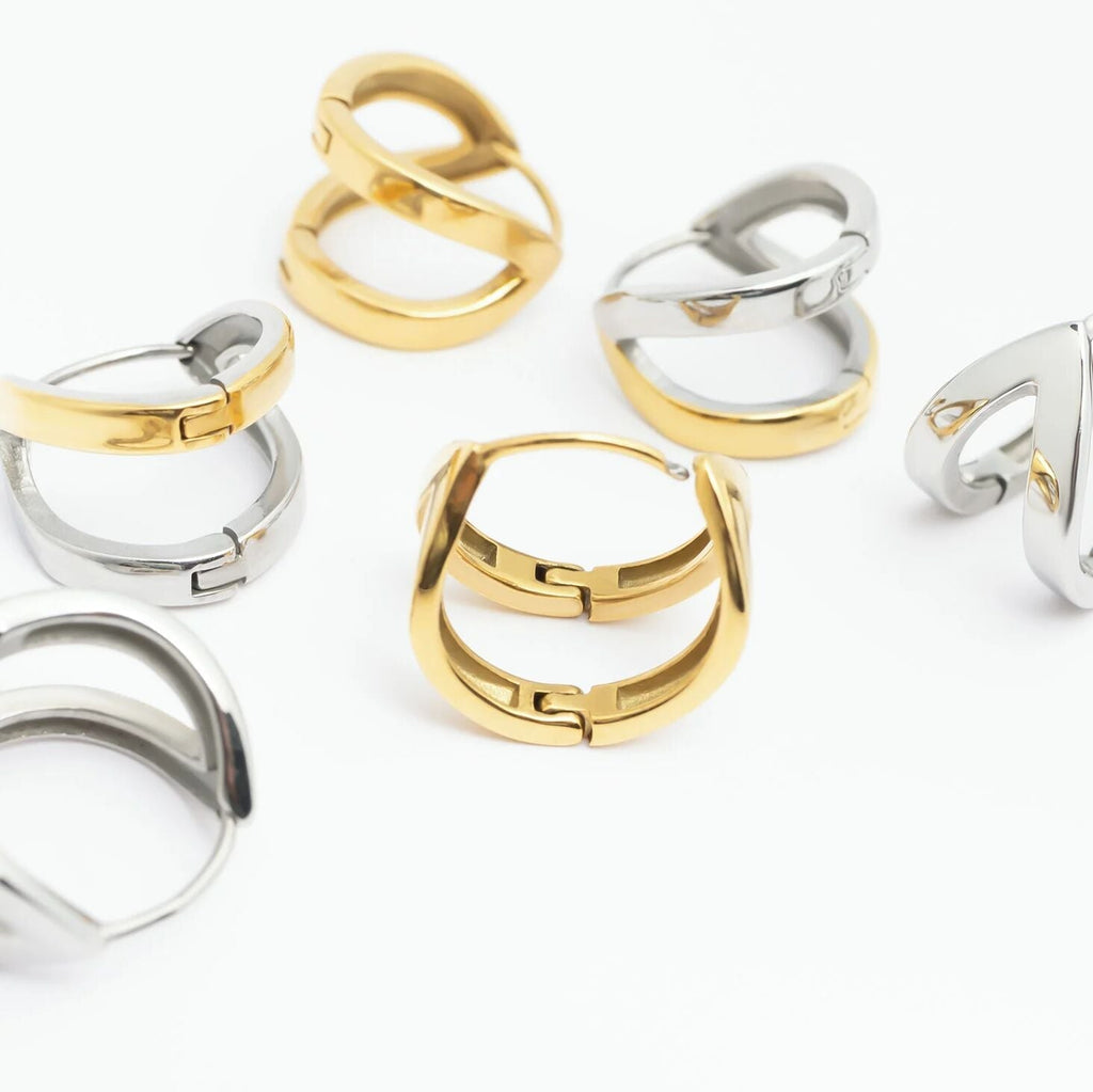 Gold Split Hoop Earrings – Lightweight 18K Gold Earrings | Stainless Steel Hoops - Earrings | Sunflower Soul Boutique