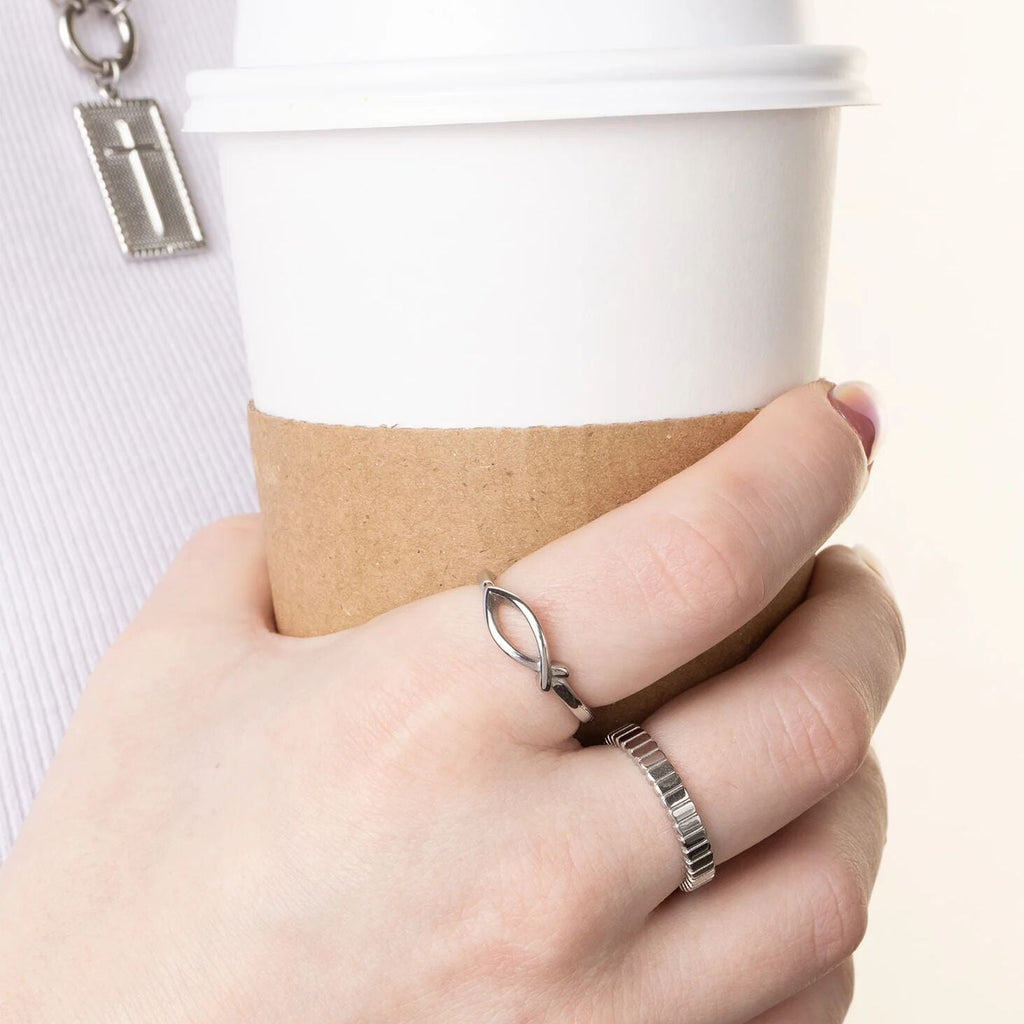 Gold Stacking Ring – Elegant Ichthys Fish Stainless Steel Band for Women - Rings | Sunflower Soul Boutique