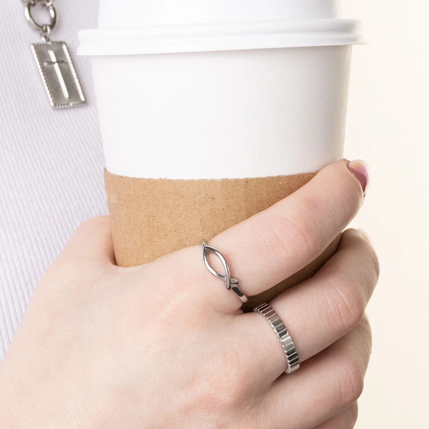 Gold Stacking Ring – Elegant Ichthys Fish Stainless Steel Band for Women - Rings | Sunflower Soul Boutique