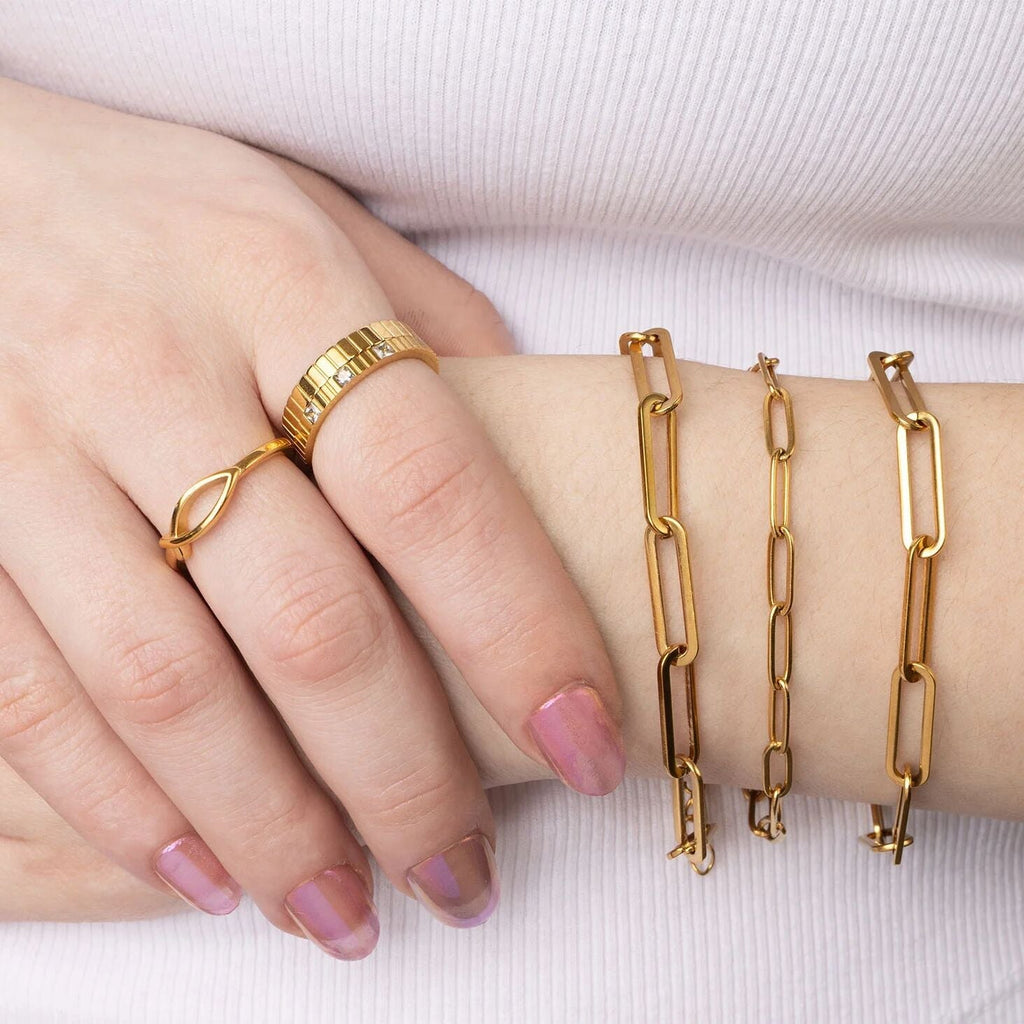Gold Stacking Ring – Elegant Ichthys Fish Stainless Steel Band for Women - Rings | Sunflower Soul Boutique