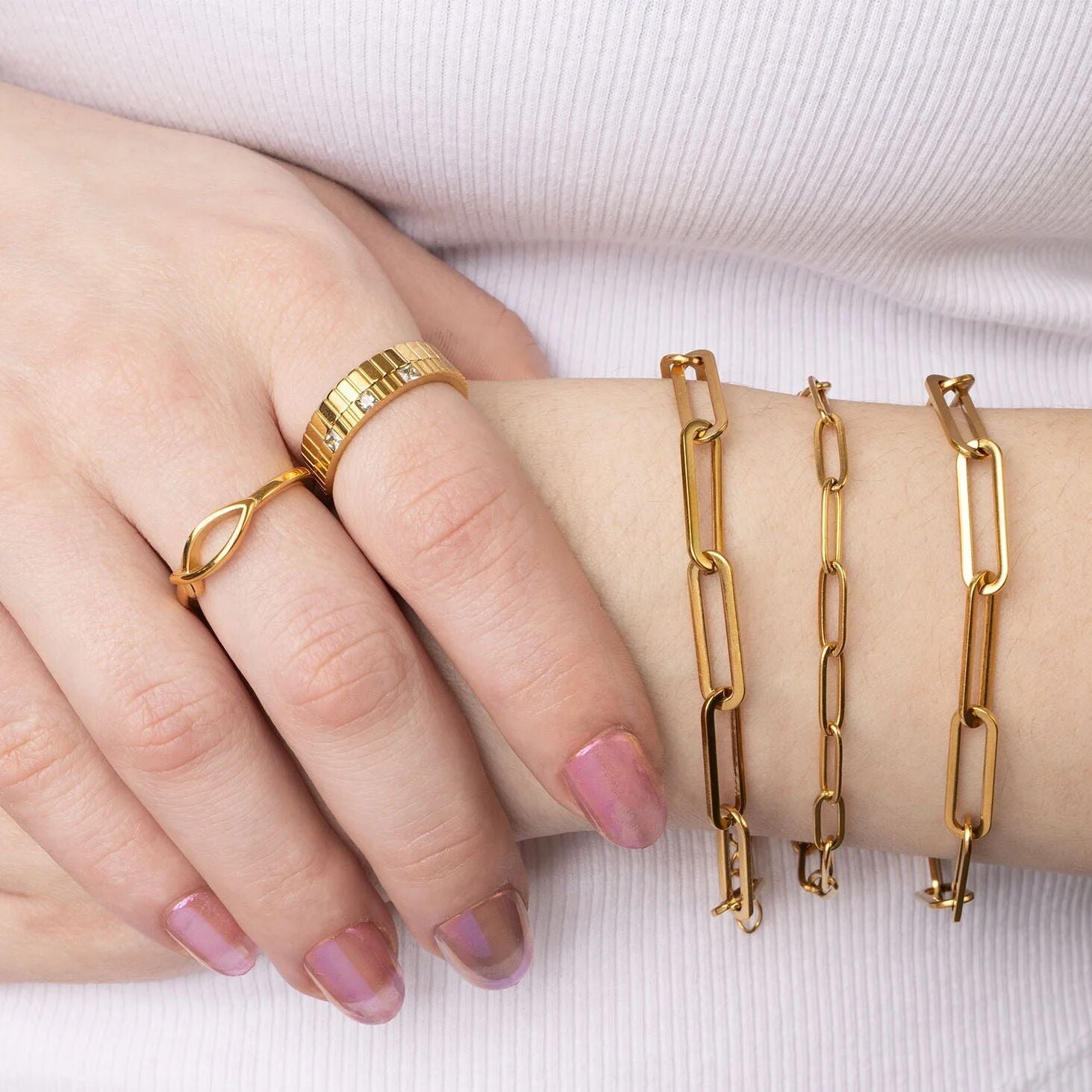 Gold Stacking Ring – Elegant Ichthys Fish Stainless Steel Band for Women - Rings | Sunflower Soul Boutique