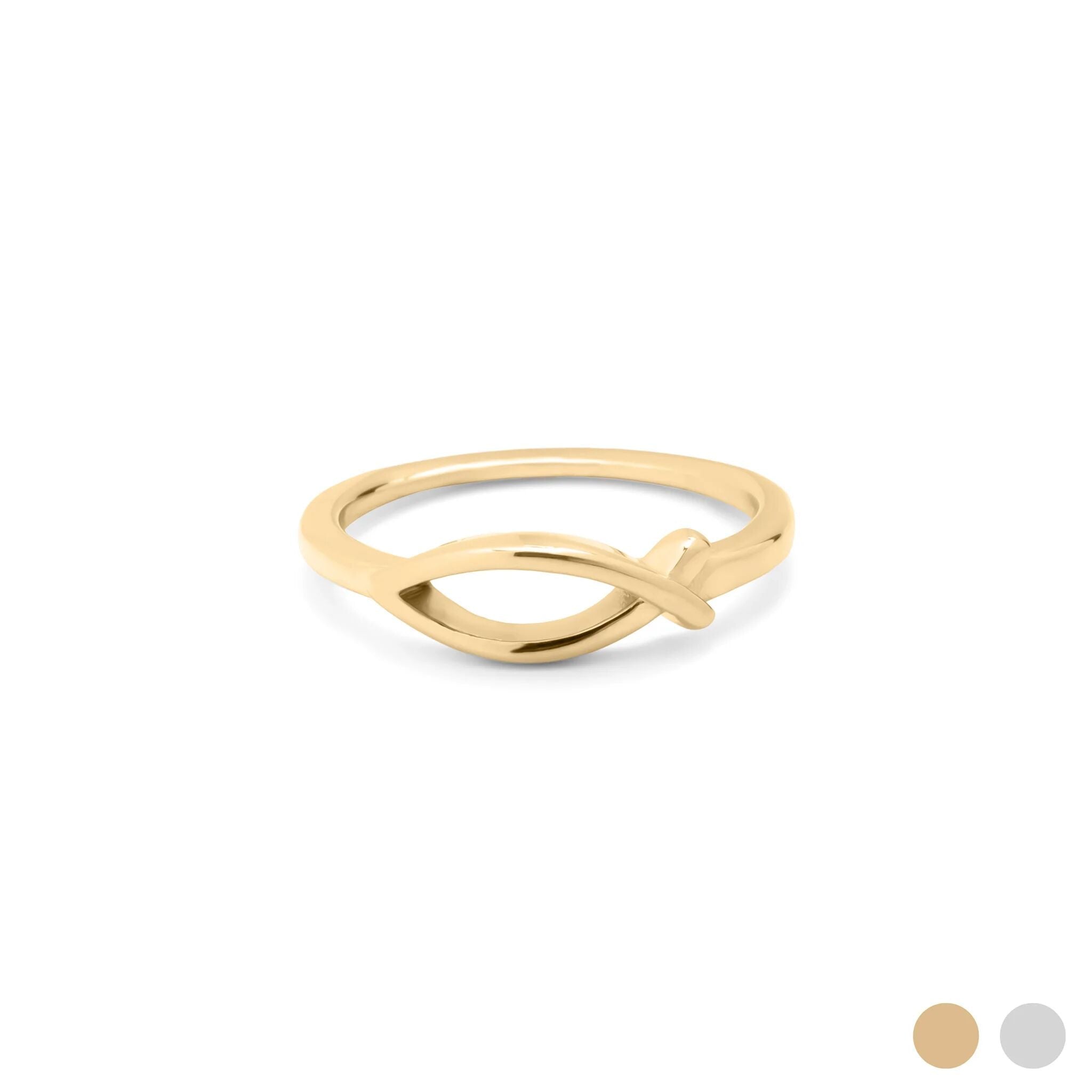 Gold Stacking Ring – Elegant Ichthys Fish Stainless Steel Band for Women - Rings | Sunflower Soul Boutique