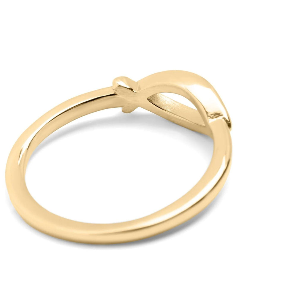 Gold Stacking Ring – Elegant Ichthys Fish Stainless Steel Band for Women - Rings | Sunflower Soul Boutique