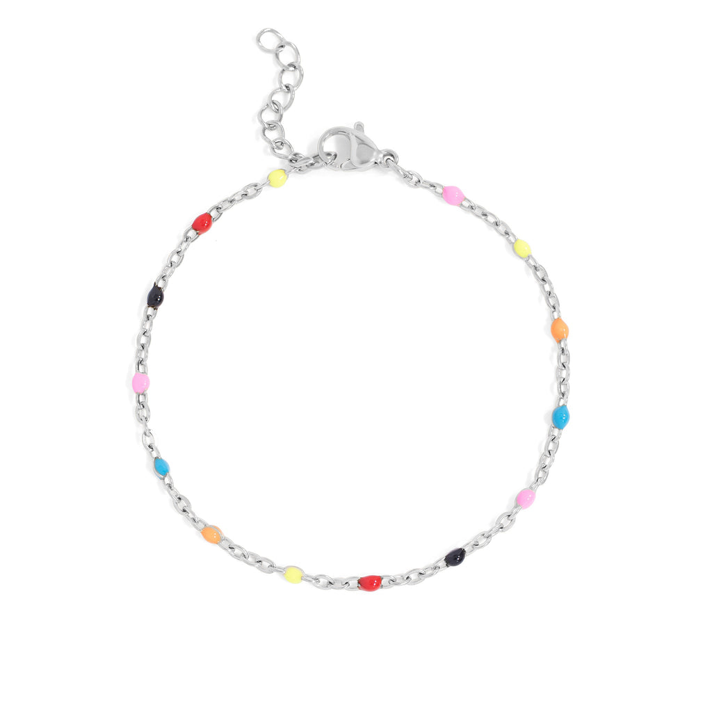 Gold Stainless Steel Bracelet – 18K Multi Color Confetti Enamel Jewelry - Bracelets | Sunflower Soul Boutique