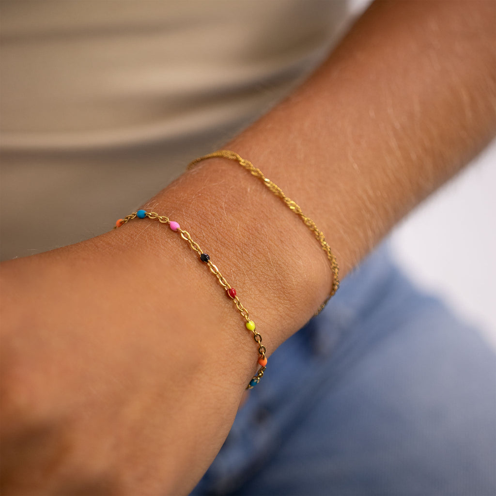 Gold Stainless Steel Bracelet – 18K Multi Color Confetti Enamel Jewelry - Bracelets | Sunflower Soul Boutique