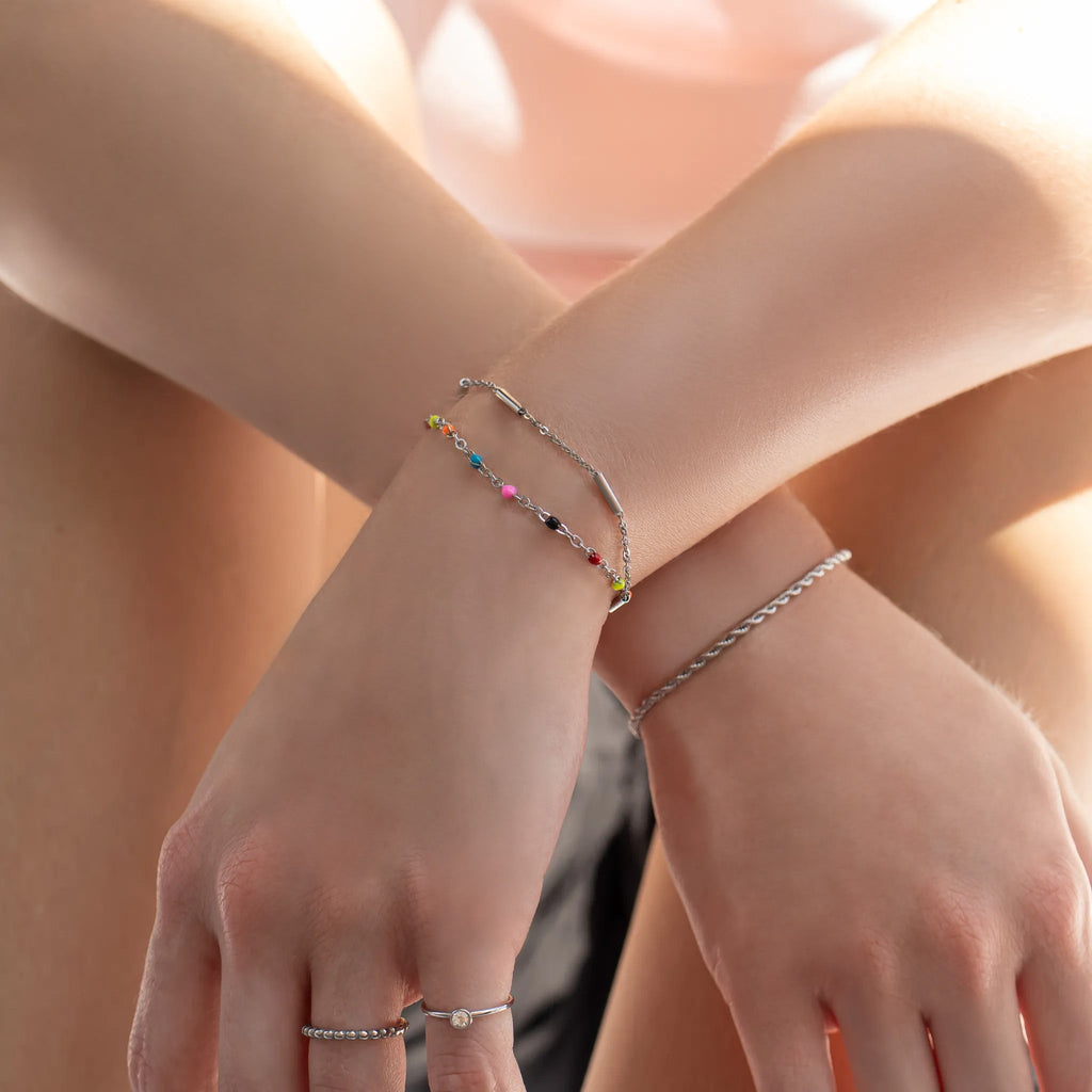 Gold Stainless Steel Bracelet – 18K Multi Color Confetti Enamel Jewelry - Bracelets | Sunflower Soul Boutique