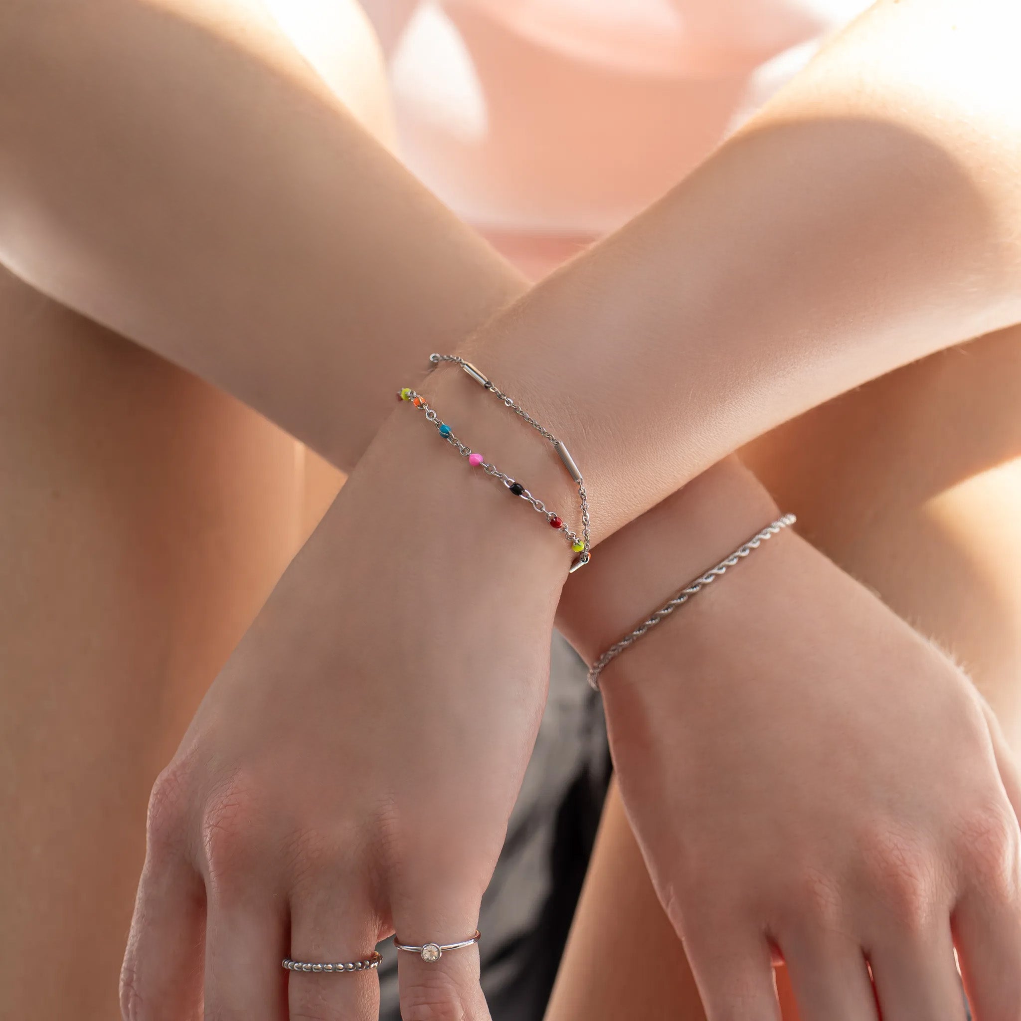 Gold Stainless Steel Bracelet – 18K Multi Color Confetti Enamel Jewelry - Bracelets | Sunflower Soul Boutique