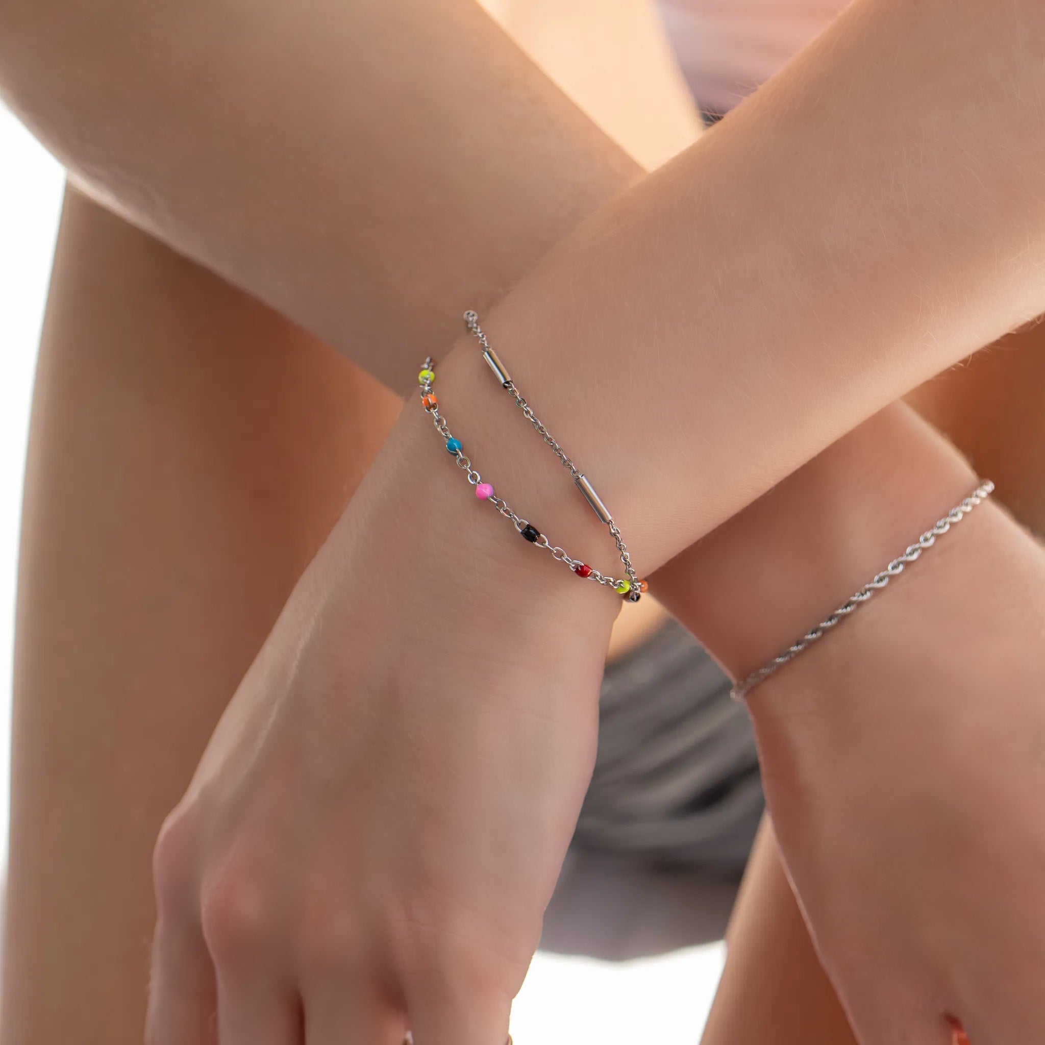 Gold Stainless Steel Bracelet – 18K Multi Color Confetti Enamel Jewelry - Bracelets | Sunflower Soul Boutique