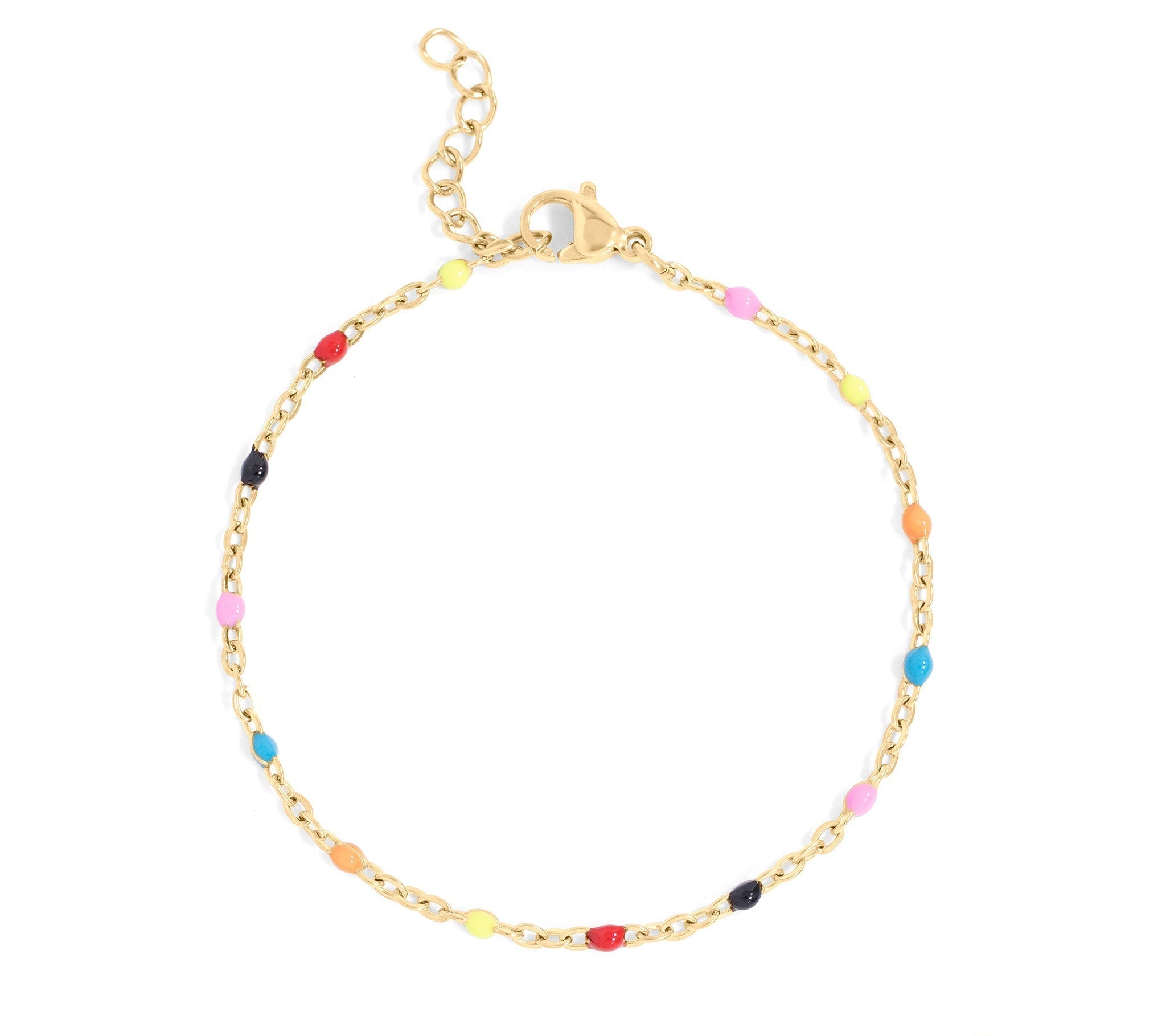 Gold Stainless Steel Bracelet – 18K Multi Color Confetti Enamel Jewelry - Bracelets | Sunflower Soul Boutique