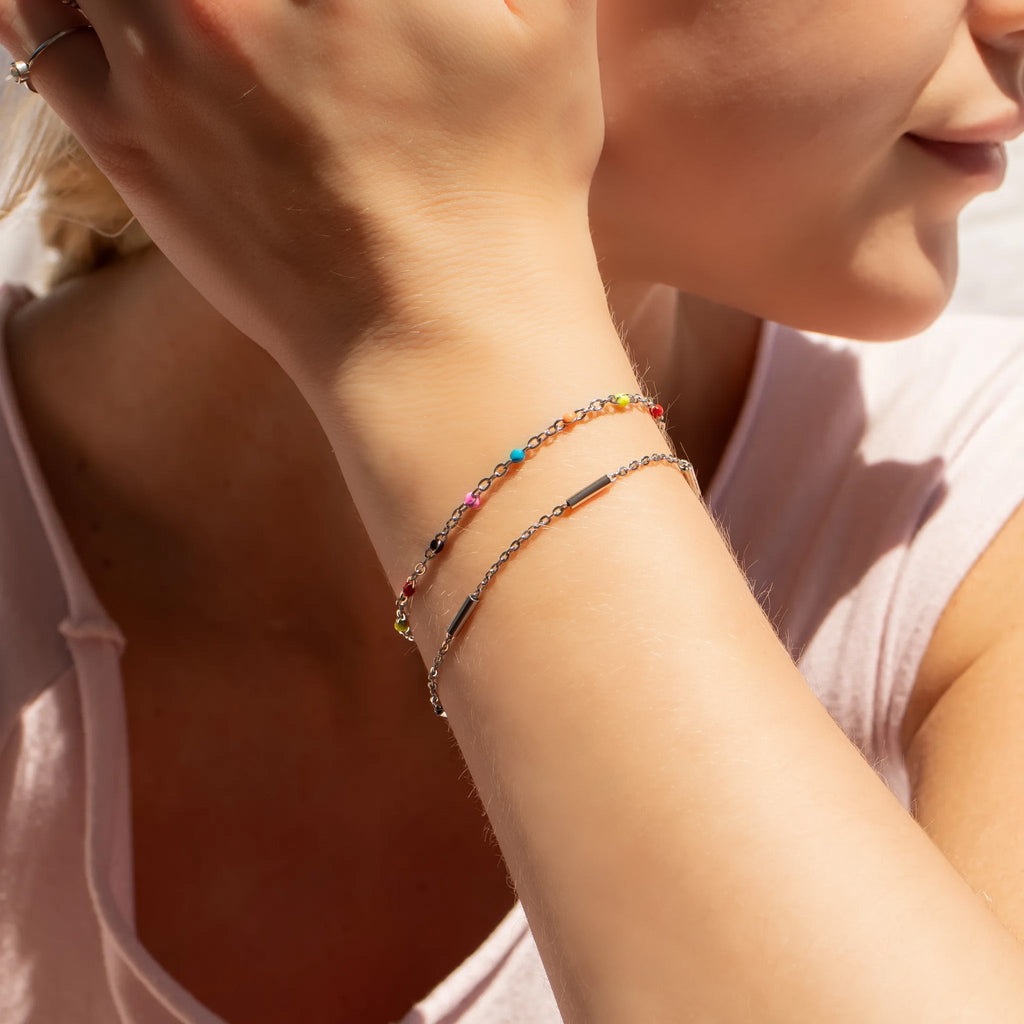 Gold Stainless Steel Bracelet – 18K Multi Color Confetti Enamel Jewelry - Bracelets | Sunflower Soul Boutique