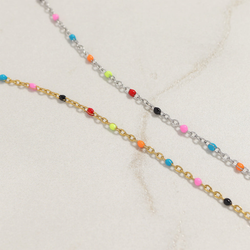 Gold Stainless Steel Bracelet – 18K Multi Color Confetti Enamel Jewelry - Bracelets | Sunflower Soul Boutique
