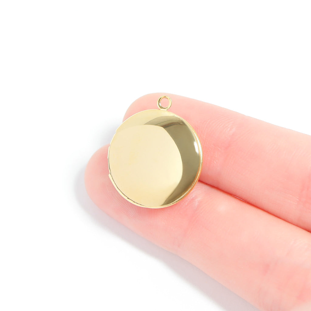Gold Stainless Steel Locket – Classic Round Gold Pendant, Waterproof & Hypoallergenic Jewelry - charm | Sunflower Soul Boutique