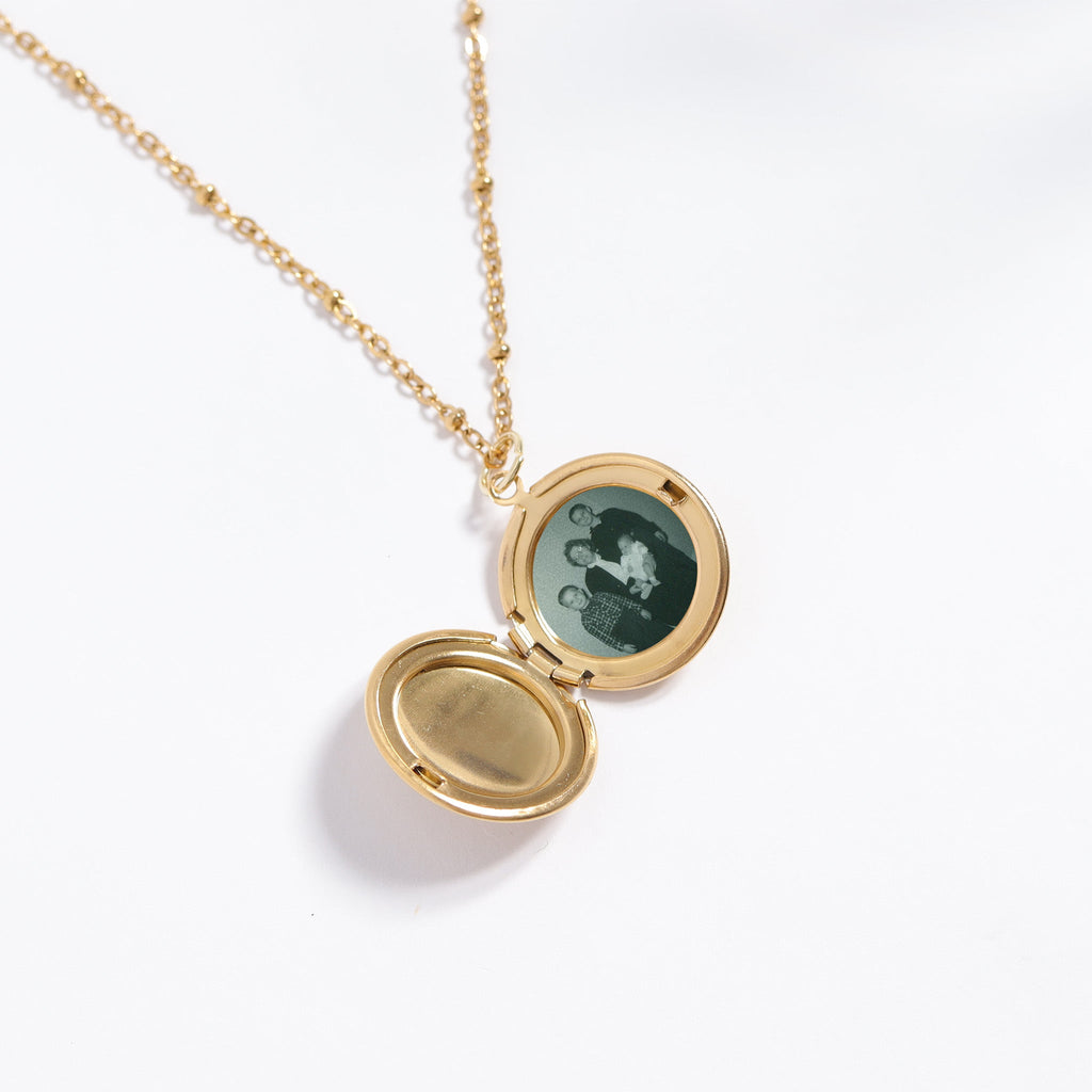 Gold Stainless Steel Locket – Classic Round Gold Pendant, Waterproof & Hypoallergenic Jewelry - charm | Sunflower Soul Boutique