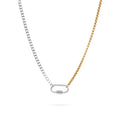 Gold Stainless Steel Necklace – 18K Mixed Metal Double Chain With Carabiner Charm Holder - Charm holder | Sunflower Soul Boutique