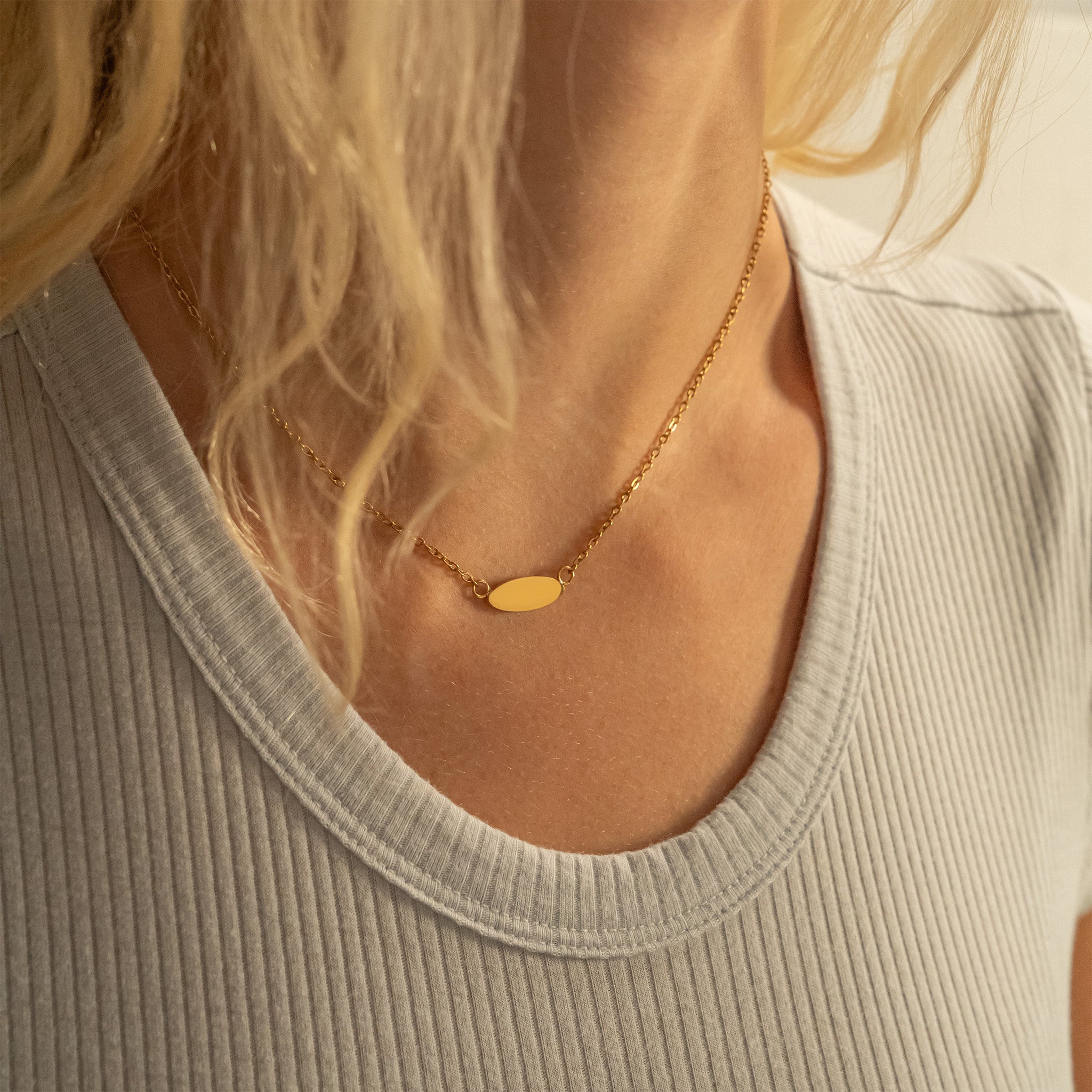 Gold Stainless Steel Necklace – 18K PVD Coated Blank Pendant, Hypoallergenic Jewelry - Necklaces | Sunflower Soul Boutique
