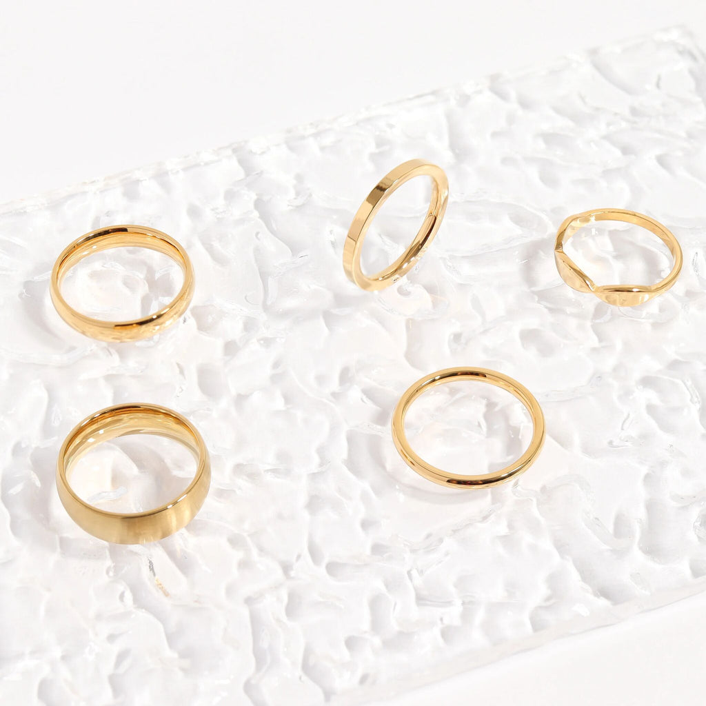 Gold Stainless Steel Ring – 18K PVD Flat Blank Engraving Band, Hypoallergenic Jewelry - Rings | Sunflower Soul Boutique