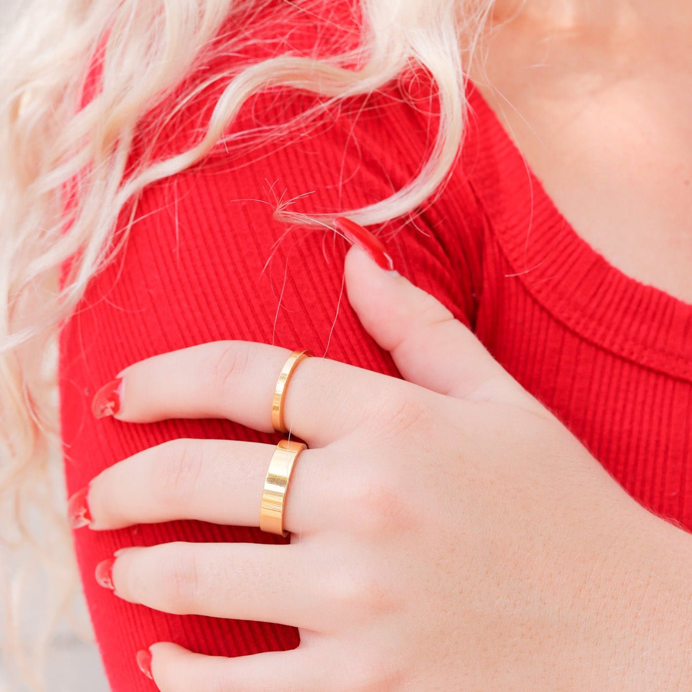 Gold Stainless Steel Ring – 18K PVD Flat Blank Engraving Band, Hypoallergenic Jewelry - Rings | Sunflower Soul Boutique