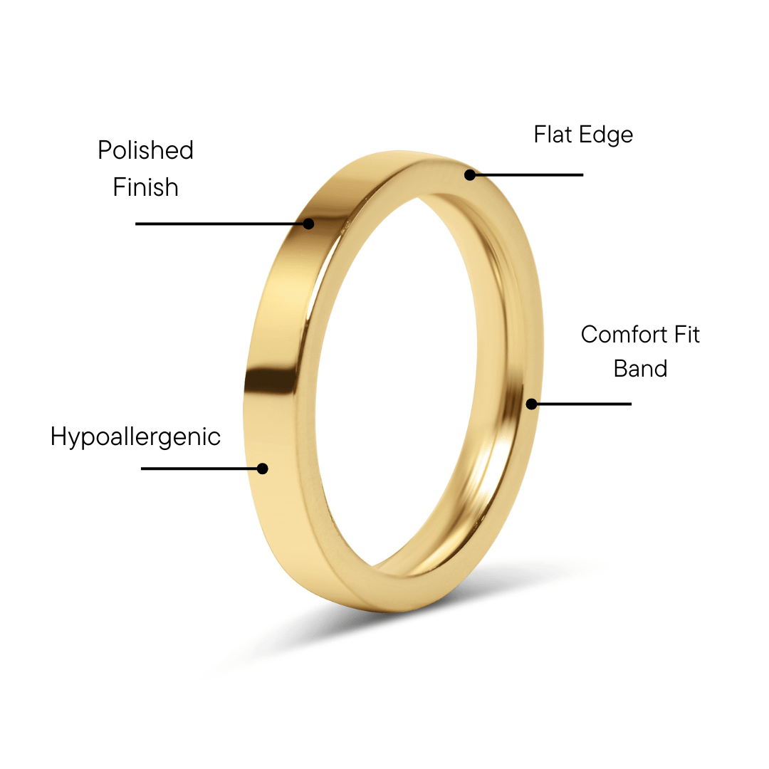 Gold Stainless Steel Ring – 18K PVD Flat Blank Engraving Band, Hypoallergenic Jewelry - Rings | Sunflower Soul Boutique