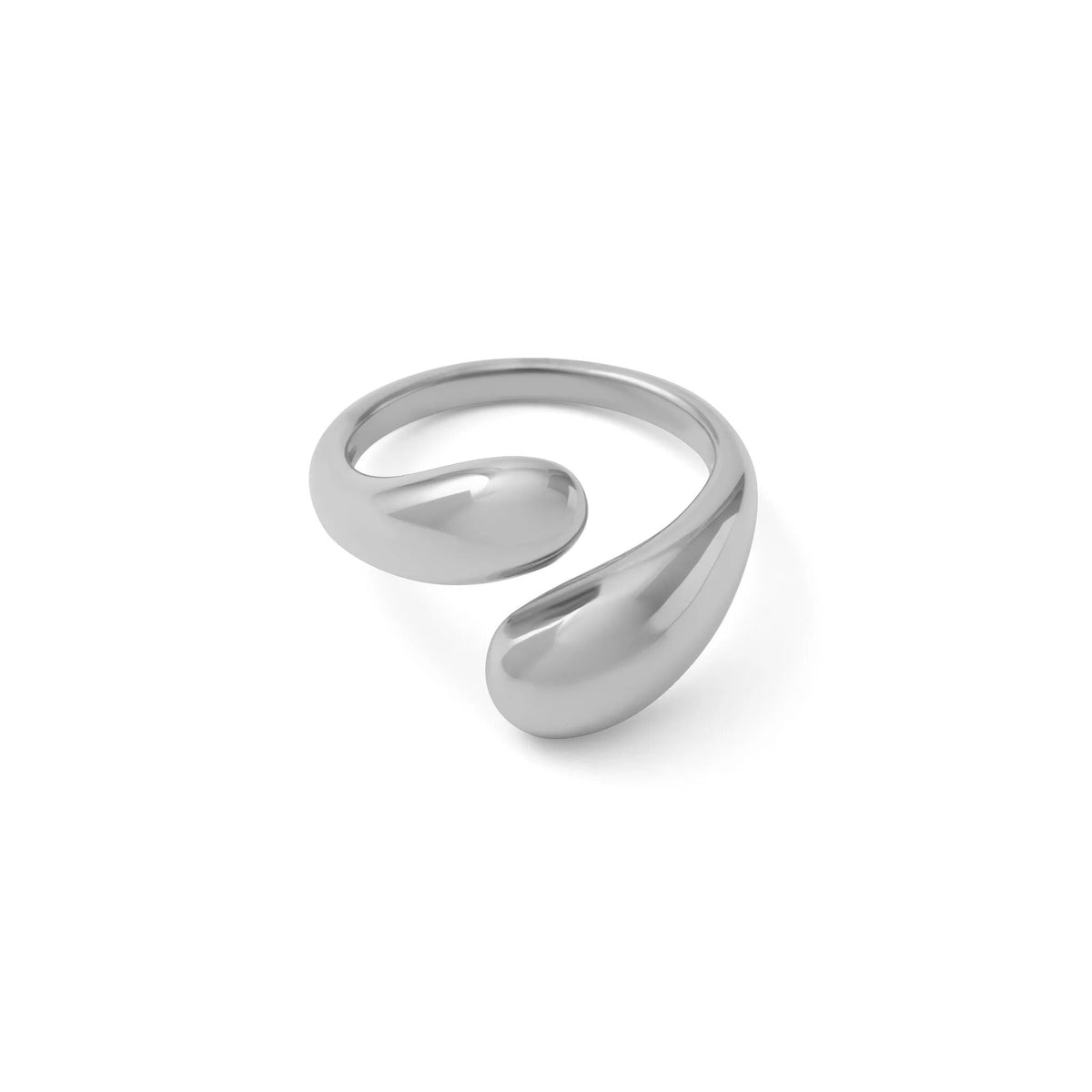 18K Gold Stainless Steel Duo Drop Ring- silver main