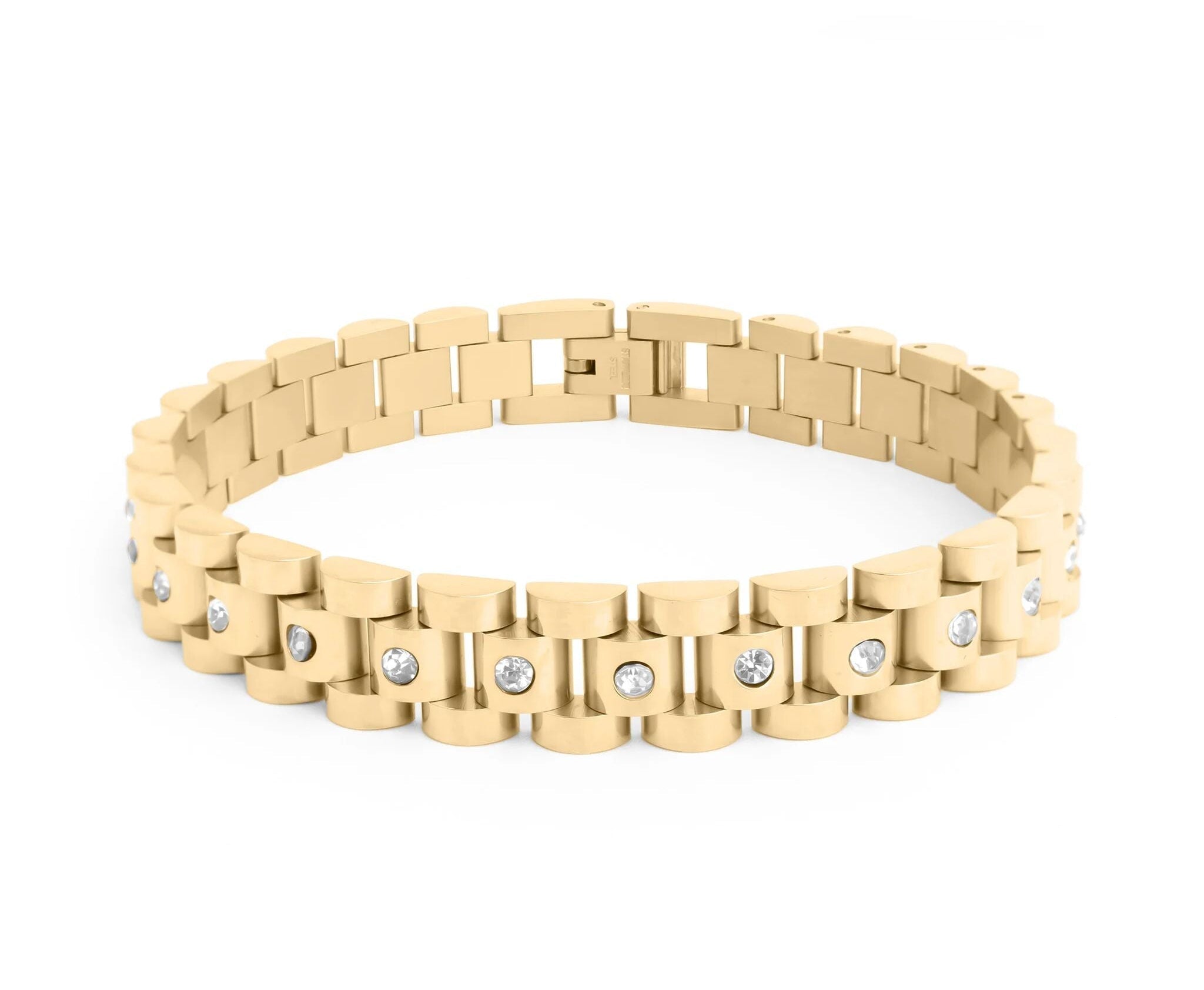 Gold Stainless Steel Watch – Adjustable Link Bracelet With 18K Gold Coating - Bracelets | Sunflower Soul Boutique