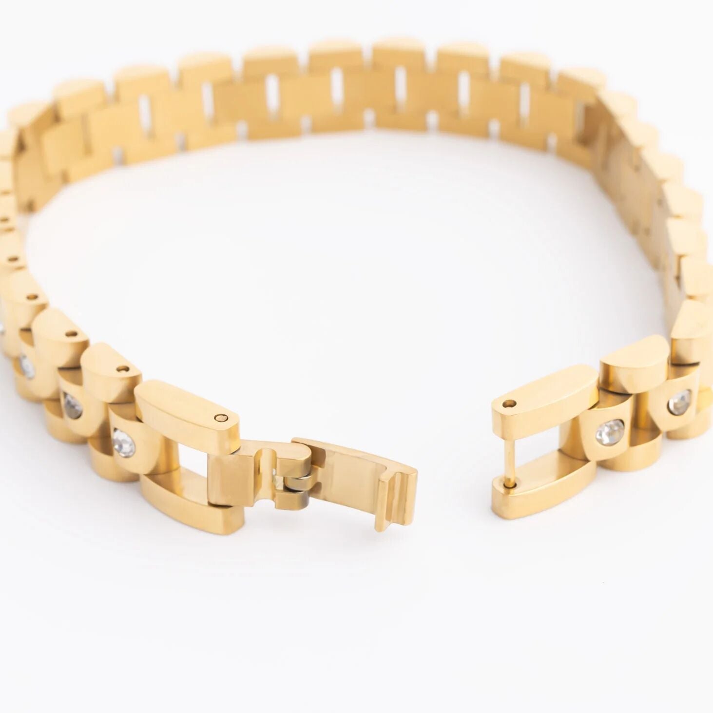 Gold Stainless Steel Watch – Adjustable Link Bracelet With 18K Gold Coating - Bracelets | Sunflower Soul Boutique