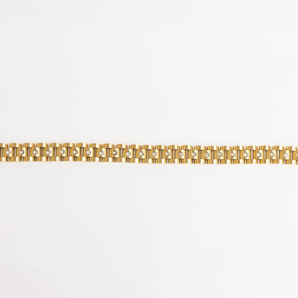 Gold Stainless Steel Watch – Adjustable Link Bracelet With 18K Gold Coating - Bracelets | Sunflower Soul Boutique