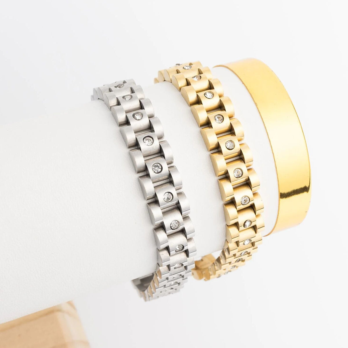 Gold Stainless Steel Watch – Adjustable Link Bracelet With 18K Gold Coating - Bracelets | Sunflower Soul Boutique