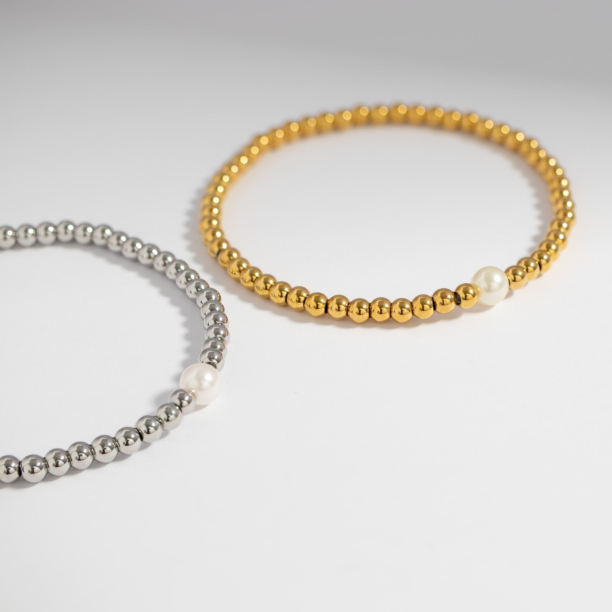 Gold Stretch Bracelet – Adjustable Pearl Bracelet | Surgical Grade Steel Jewelry - Bracelets | Sunflower Soul Boutique