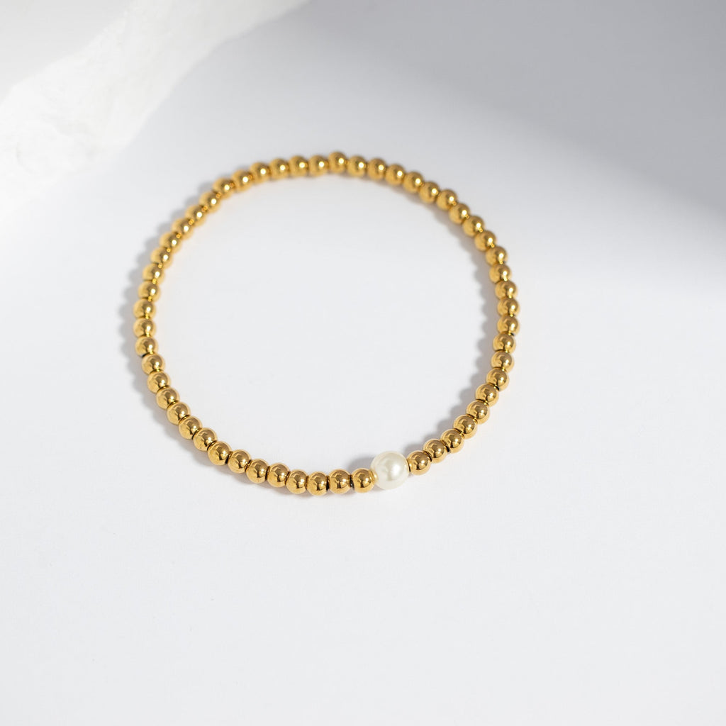 Gold Stretch Bracelet – Adjustable Pearl Bracelet | Surgical Grade Steel Jewelry - Bracelets | Sunflower Soul Boutique