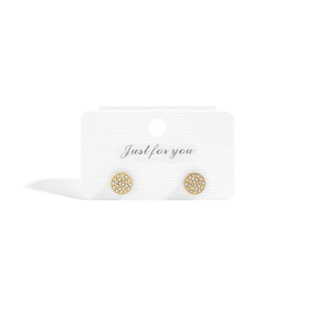 Gold Stud Earrings – 18K Gold Plating | Stainless Steel Pave Stone Studs - Earring | Sunflower Soul Boutique