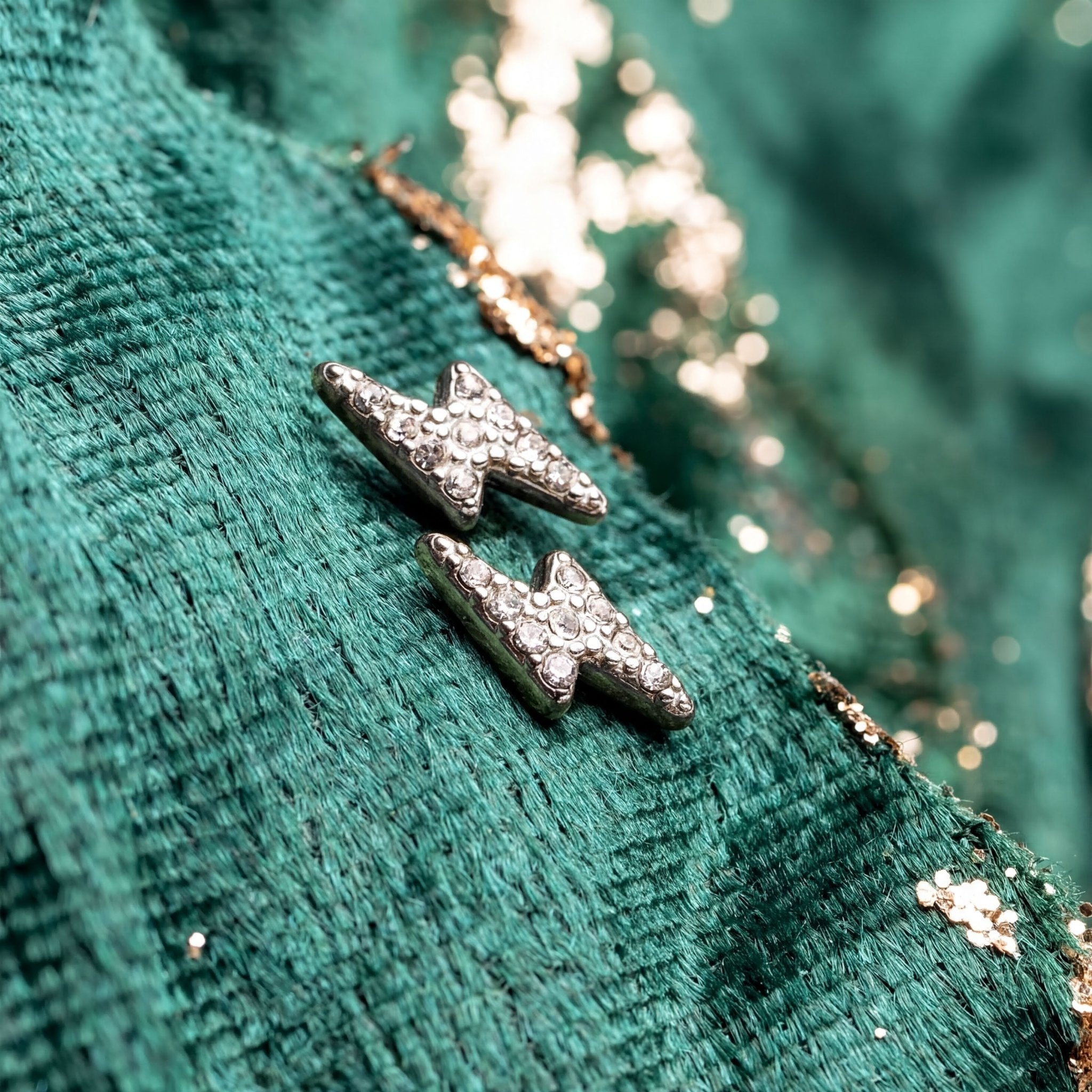 Gold Stud Earrings – 18K Lightning Bolt Petite Stone Studs | Stainless Steel - Earring | Sunflower Soul Boutique