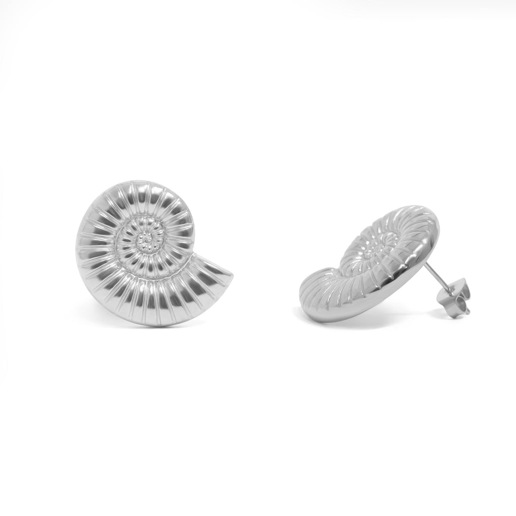 Gold Stud Earrings – Nautilus Shell Stainless Steel Hypoallergenic Studs - Earring | Sunflower Soul Boutique