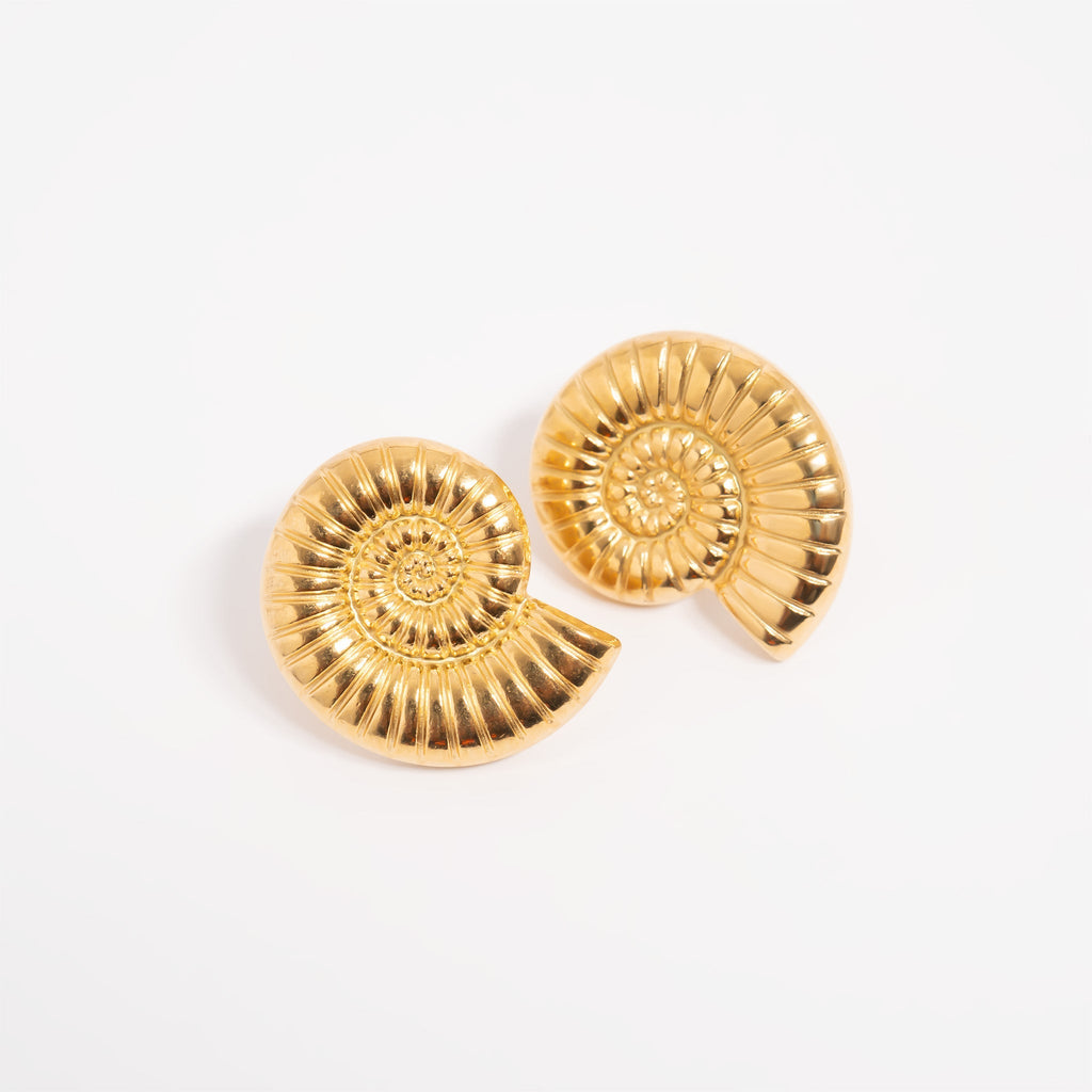 Gold Stud Earrings – Nautilus Shell Stainless Steel Hypoallergenic Studs - Earring | Sunflower Soul Boutique