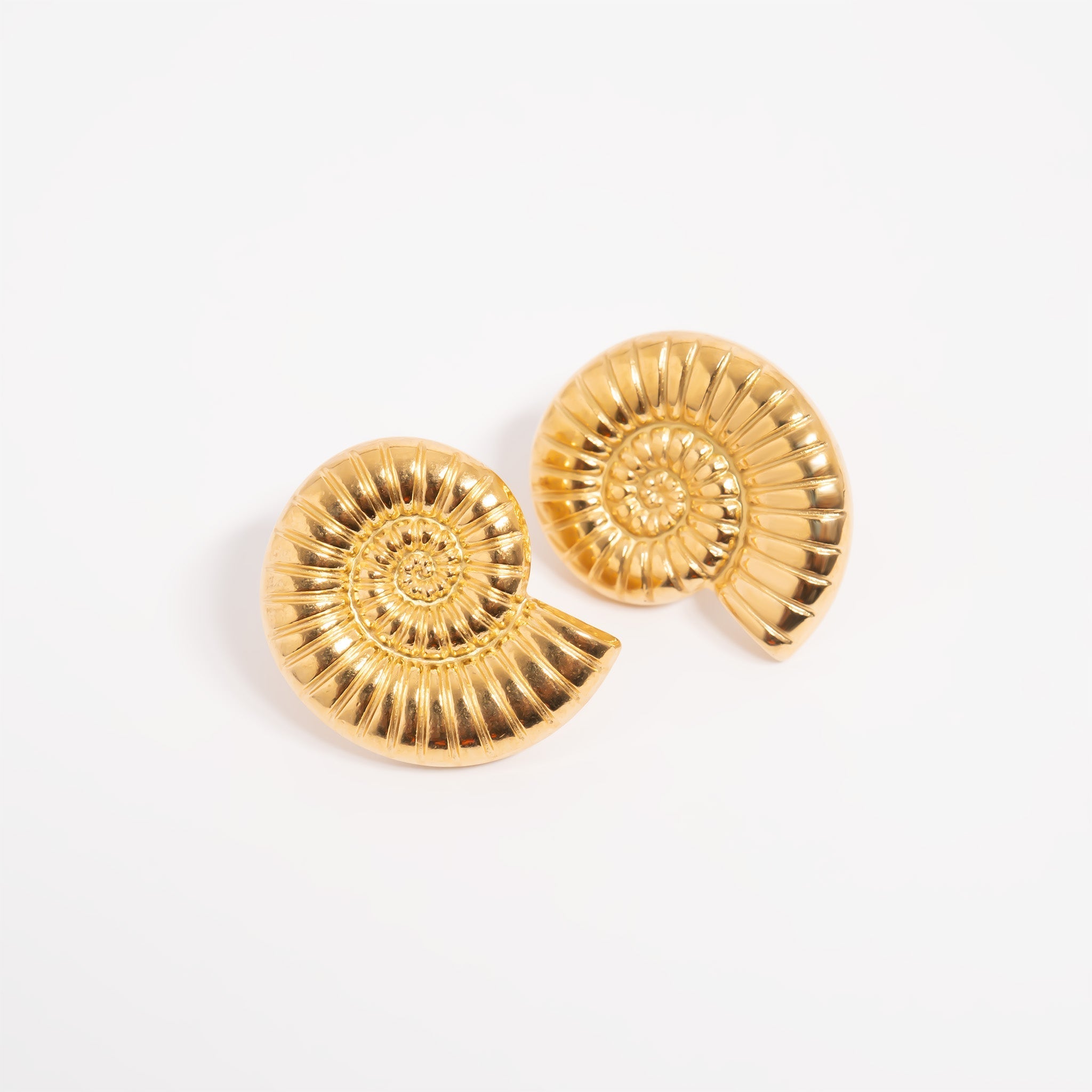 Gold Stud Earrings – Nautilus Shell Stainless Steel Hypoallergenic Studs - Earring | Sunflower Soul Boutique