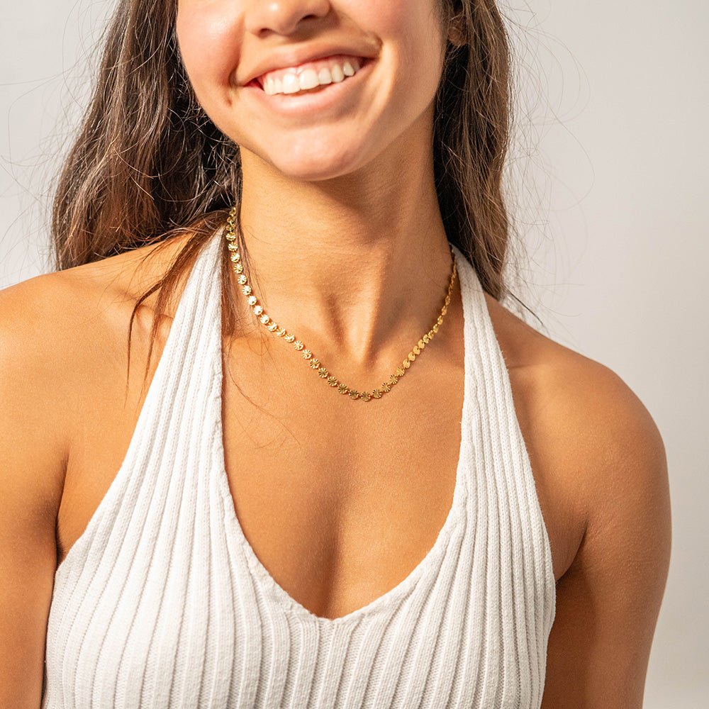 Gold Sunburst Necklace – 18K Gold Chain With Stainless Steel Pendant Jewelry - Chain | Sunflower Soul Boutique