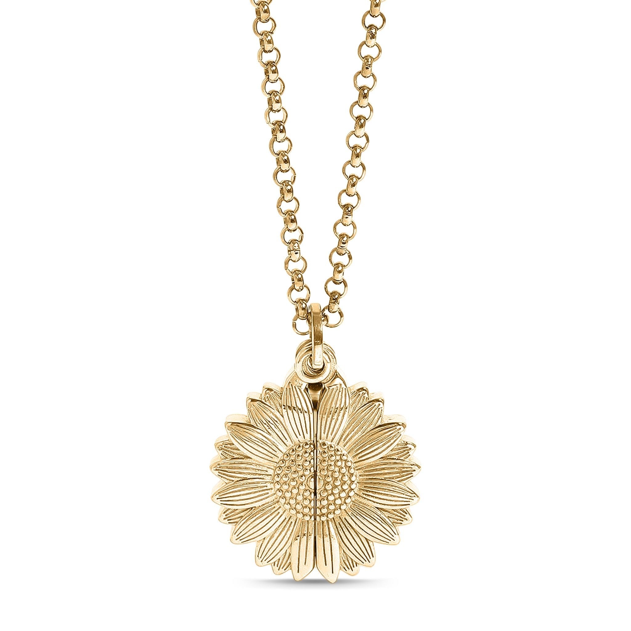 Gold Sunflower Necklace – Hidden Message Butterfly Pendant | 18K PVD Stainless Steel Jewelry - Necklaces | Sunflower Soul Boutique